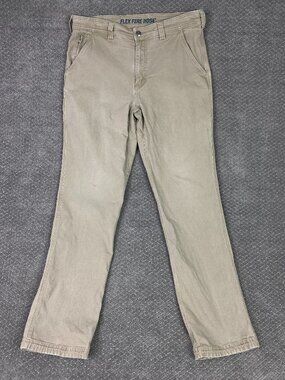 Duluth Trading Co Flex Fire Hose Pants Men's 34 x 34 Fits 34 x 32 Khaki Canvas